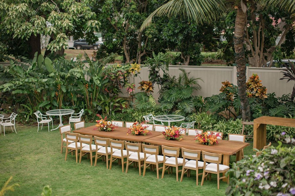 Garden grounds set for a group gathering